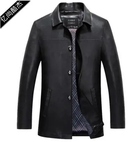 Горячая мужские новые высококачественные овчины Куртки из натуральной кожи мужские деловые черные мотоциклетные кожаные пальто куртки/M-3XL - Цвет: Black Single