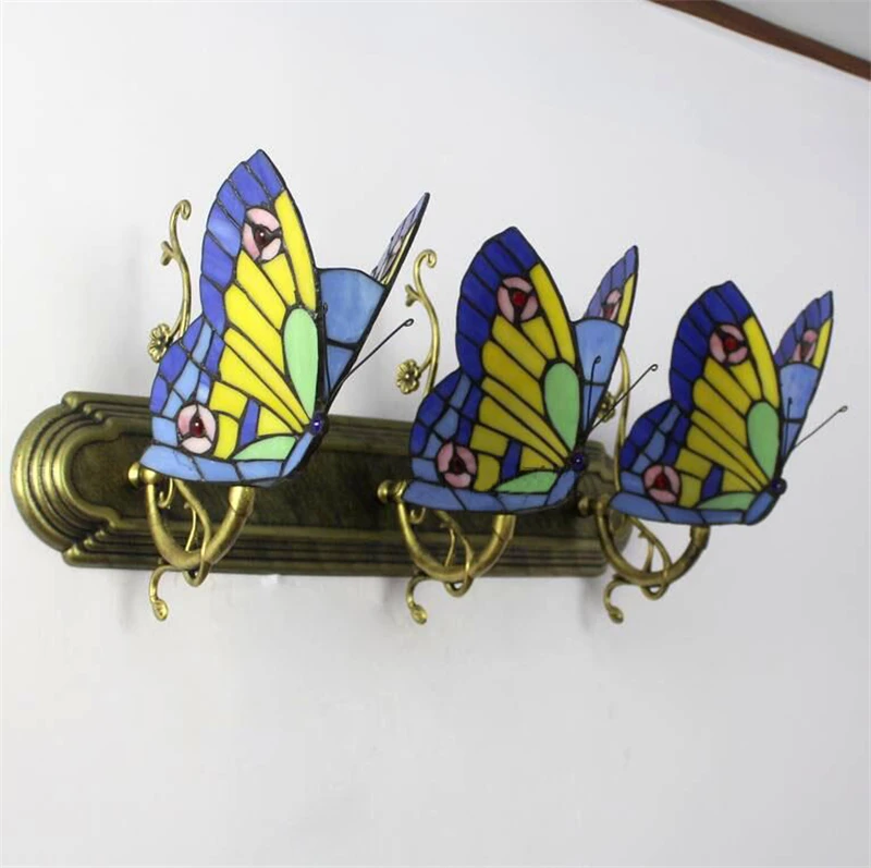 Lâmpada de Parede Feito à Mão Barra do Hotel Luz do Corredor Fumat Borboleta Arte Papagaio Vitrais Sombra Luzes Interior Arandela 16 Luminárias de parede