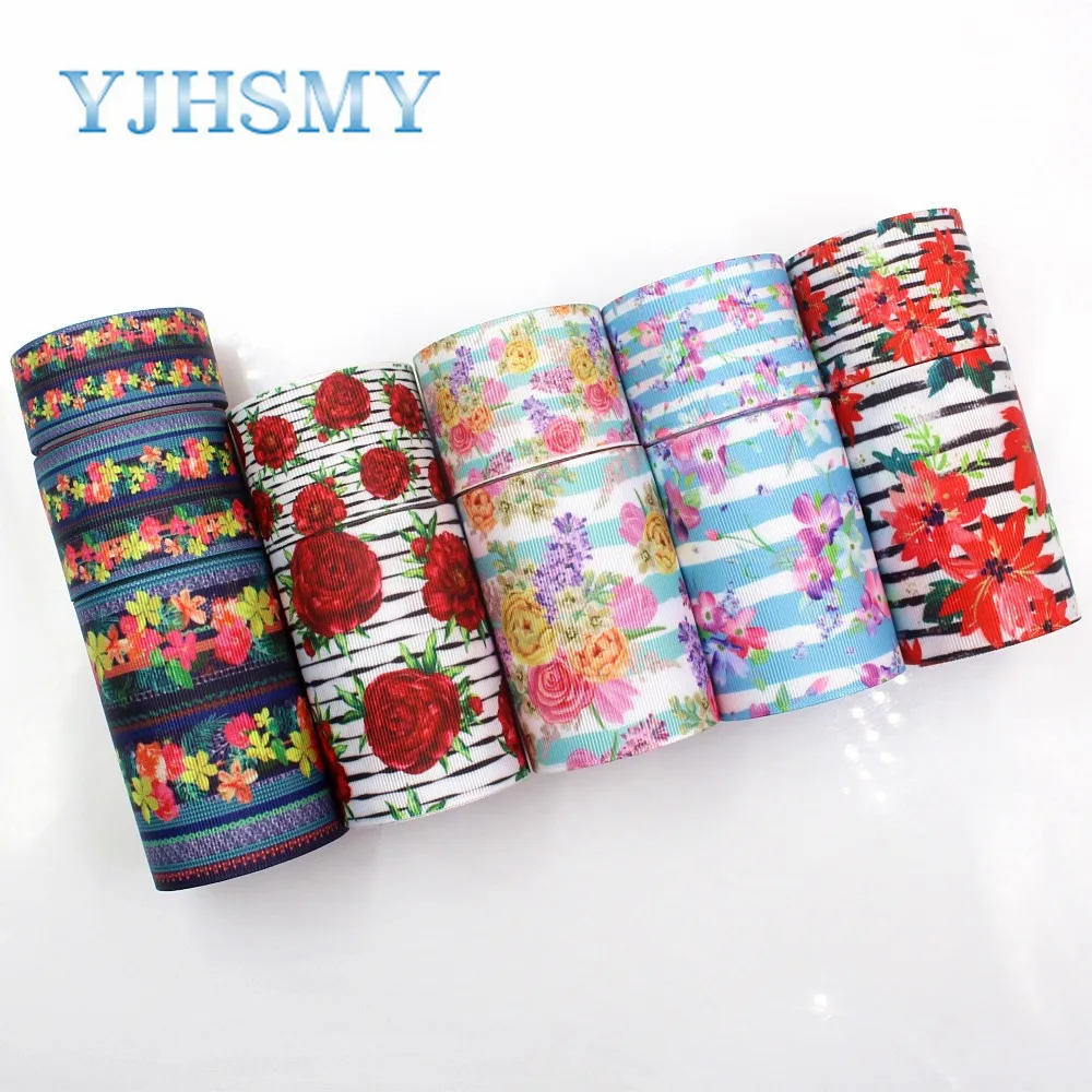 

YJHSMY G-18925-1178,10 yards,25 mm/38 mm/75 mm Spring flower Ribbons Thermal transfer Printed grosgrain,DIY Clothing accessor