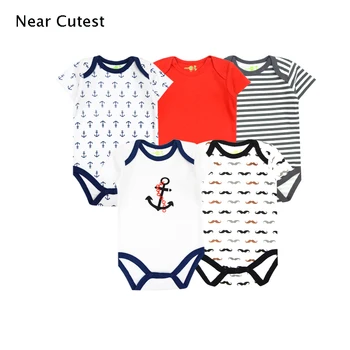

Near Cutest 5pcs/lot Baby Clothes Infant Boy Girl Baby Romper Short Sleeve Cotton Body Suit Newborn Baby Overalls