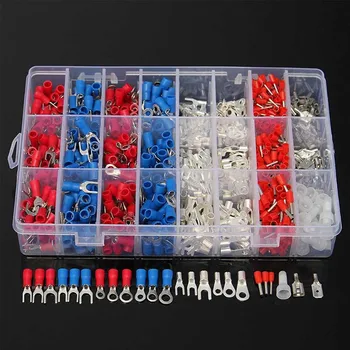

1000PCS/Lot Insulated Crimp Terminals Insulated Spade Fork Ring Terminals Assorted Set Electrical Cable Wire Crimp Terminals