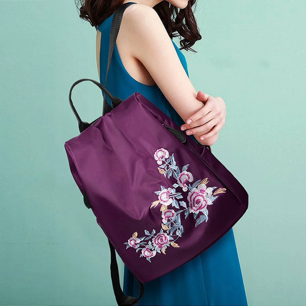 Вышивка в этническом стиле, нейлоновый рюкзак, ткань Оксфорд, водонепроницаемый, Противоугонный, для путешествий, модные рюкзаки на плечо для женщин, сумки для девочек