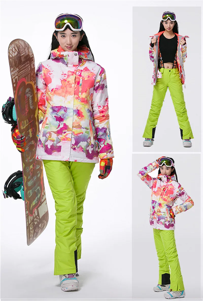 Gsou Snow/лыжи, костюм, Женская лыжная куртка, сноуборд, штаны, зимние водонепроницаемые, для улицы, дешевый лыжный костюм, женская спортивная одежда,, пальто