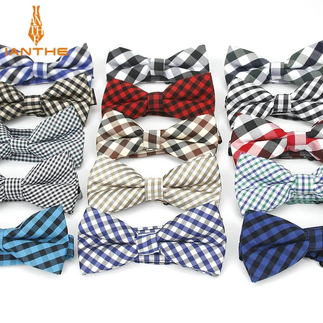 2018 Brand New Men's Fashion Vintage Colorful Plaid Neck Bowtie For Man Wedding Suits Bow Ties Cravatas Corbatas Check Butterfly 1