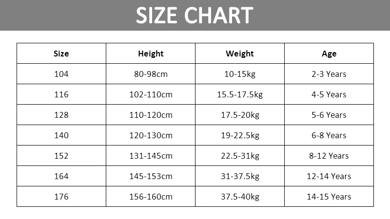 Swimsuit Size Chart Girl