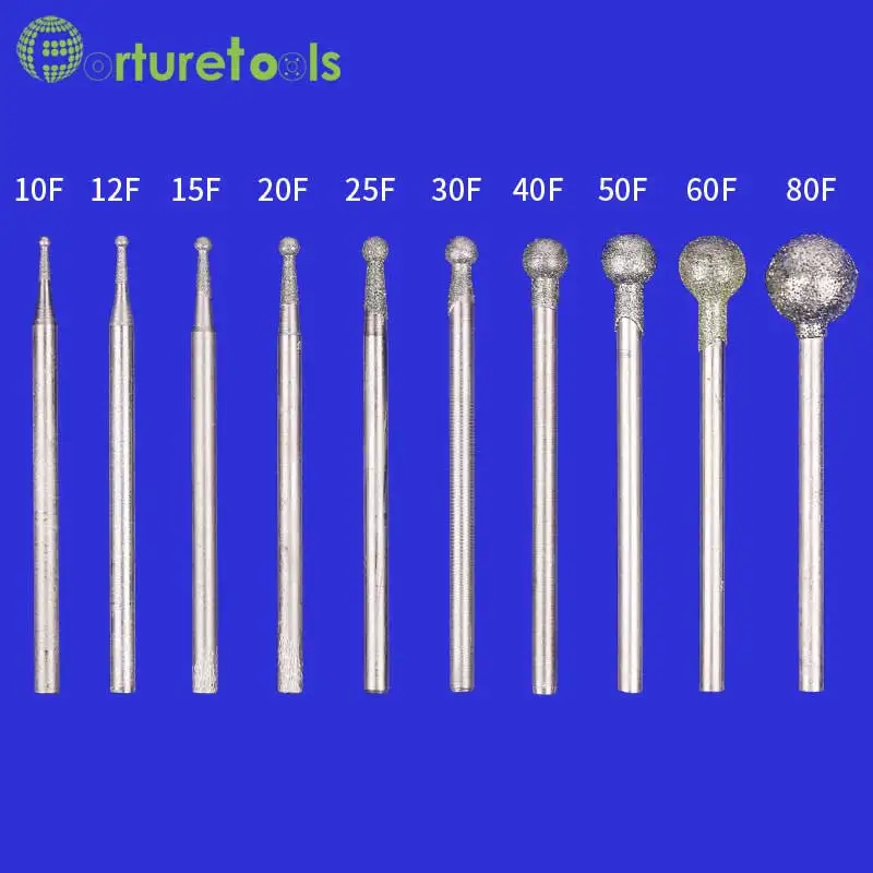 50pcs diamond mounted point dremel rotary tool mounted wheels Head dia 1.0~8.0mm Shank dia 2.35mm shapes type F TZ43 50pcs diamond mounted point dremel rotary tool mounted wheels Head dia 1.0~8.0mm Shank dia 2.35mm shapes type F TZ43