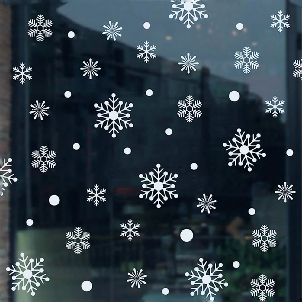 38PCS Xmas Snowflake Wall Window Sticker White Frozen Snow Flakes Vinyl