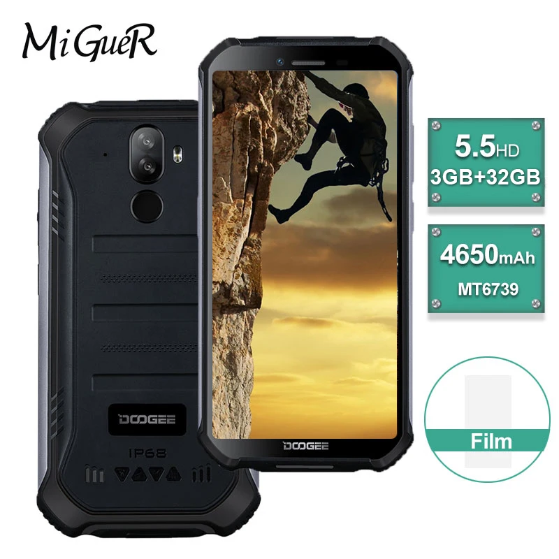 

DOOGEE S40 4GNetwork Rugged Mobile Phone 5.5inch Display 4650mAh MT6739 Quad Core 3GB RAM 32GB ROM Android 9.0 8.0MP IP68/IP69K