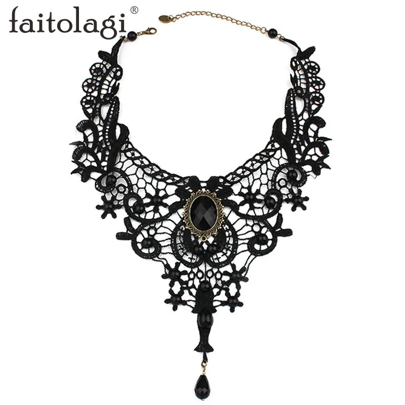 

Vintage Retro Lace Choker Necklace Women Jewelry Short Chain Wedding Collares Hollow Velvet Statement Necklace