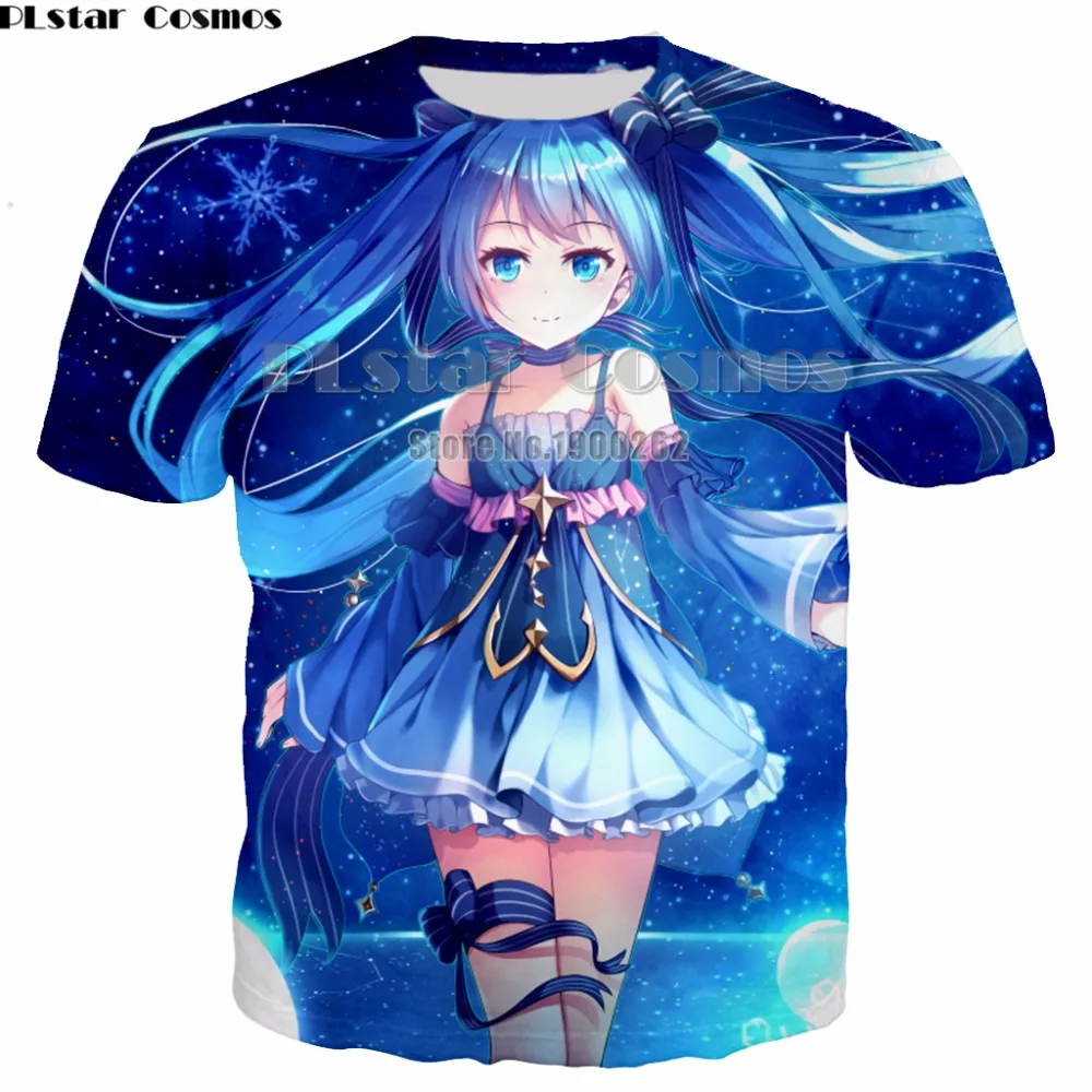 

PLstar Cosmos Anime Vocaloid Hatsune Miku T-shirt 3D print Shirt O-Neck Short Sleeve T Shirt Plus size XS-7XL drop shipping