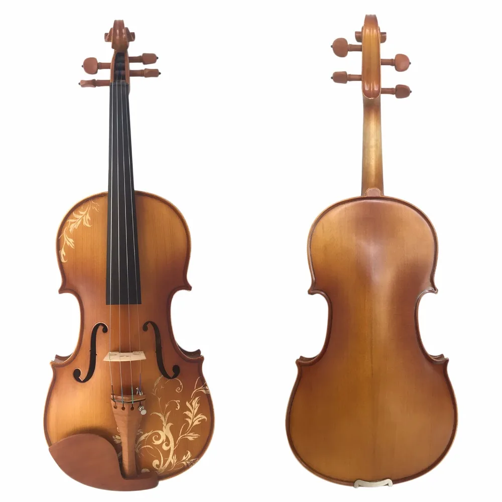 Kinglos 4/4 Full Size Carved Solid Wood Violin Kit Ebony Fittings with Shoulder Rest Case Bow Rosin Bridge Strings