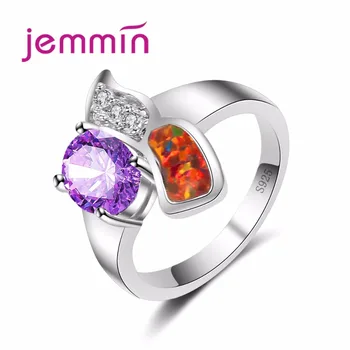

Women Sterling Silver Rings For Anniversary Engagement Jewelry Accessory Fine purple crystal Opal Ring Bijoux Anillos Bag