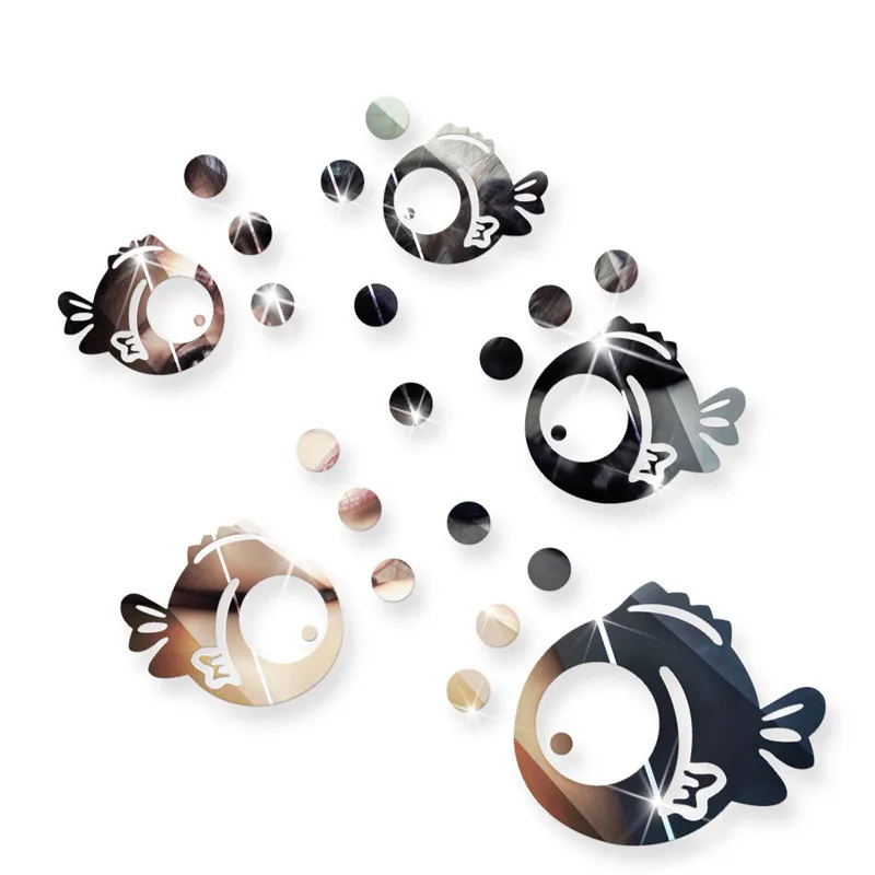 

Sea Fish Bubble Wall Sticker 3D Mirror Effect Stickers,Two sets of combination,A total of 22small fish and 66 bubbles