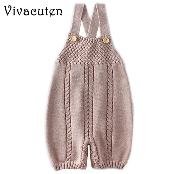 

New Baby Knitted Romper Toddler Boys Girls Knit Clothes Newborn Baby Strap Buttons Solid Rompers Jumpsuit Kids Overllas Outfits