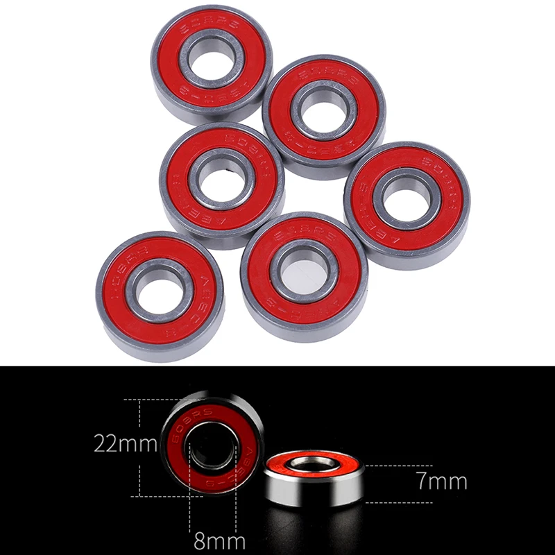 

1 / 5 X ABEC-9 608 2RS Inline Roller Skate Wheel Bearing Anti-rust Skateboard Wheel Bearing Red Sealed 8x22x7mm Shaft