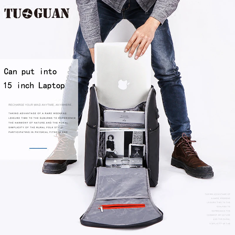 TUGUAN Многофункциональный USB зарядный мужской 15 дюймовый рюкзак для ноутбука