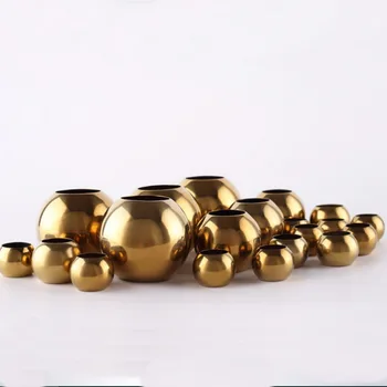 

Decorative Balls 316SUS Stainless steel punching ball gold big double hole ball well welding double hole round balls 0.5mm thick