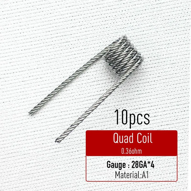 Volcanee 10 шт. Alien Clapton катушка плоская витая Плавленая Clapton Quad Tiger нагревательный провод Vape сопротивление предварительно изготовленная катушка - Цвет: Quad 0.36