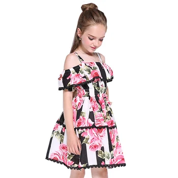 

Girls Dresses Ruffle Sleeveless Flower Princess Costume Cute Wedding Party Birthday Dresses Teenager Sweet Sundress Vestidos