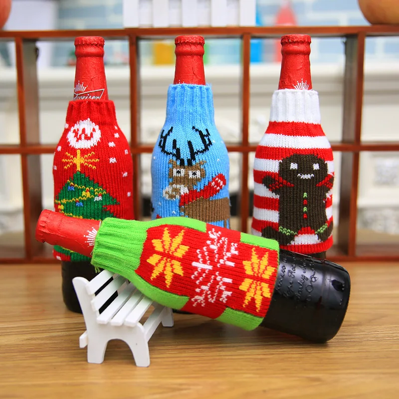 

New Christmas items Christmas Knitted Weater Red Wine Bottle Set Christmas Snowman Beer Bottle Set Christmas Decoration
