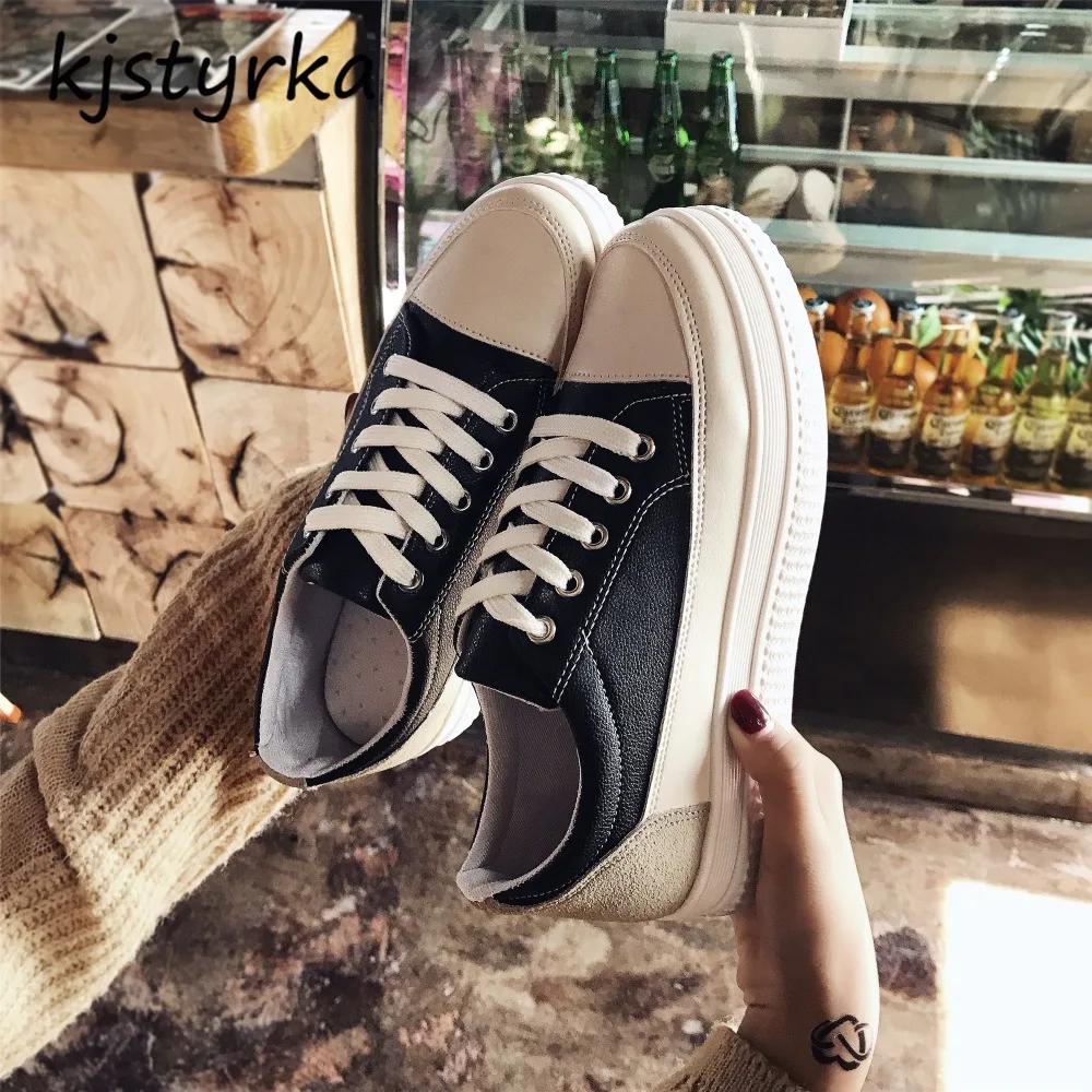 

kjstyrka espadrilles 2018 fashion breathable autumn spring casual Women Sneakers lace-up ladies flat tenis feminino