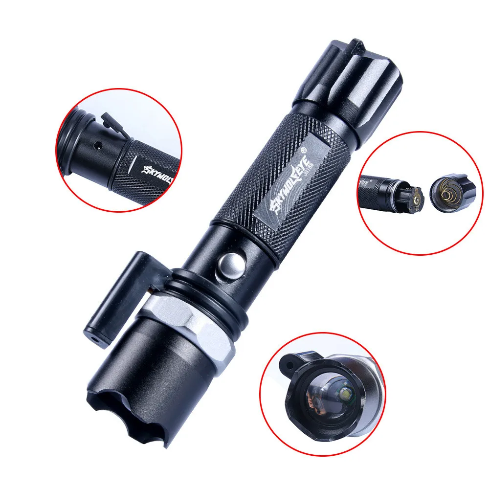 

Red laser rotating focusing LED glare flashlight Outdoor camping hunting flashlight Rechargeable with 18650 battery