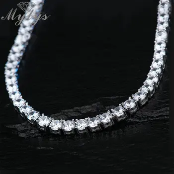 

Mytys Luxury Cubic Zircon Tennis Necklace Box Chain Wedding Necklace for Women High Quality Zircon Rhinestone Jewelry Gift CN469