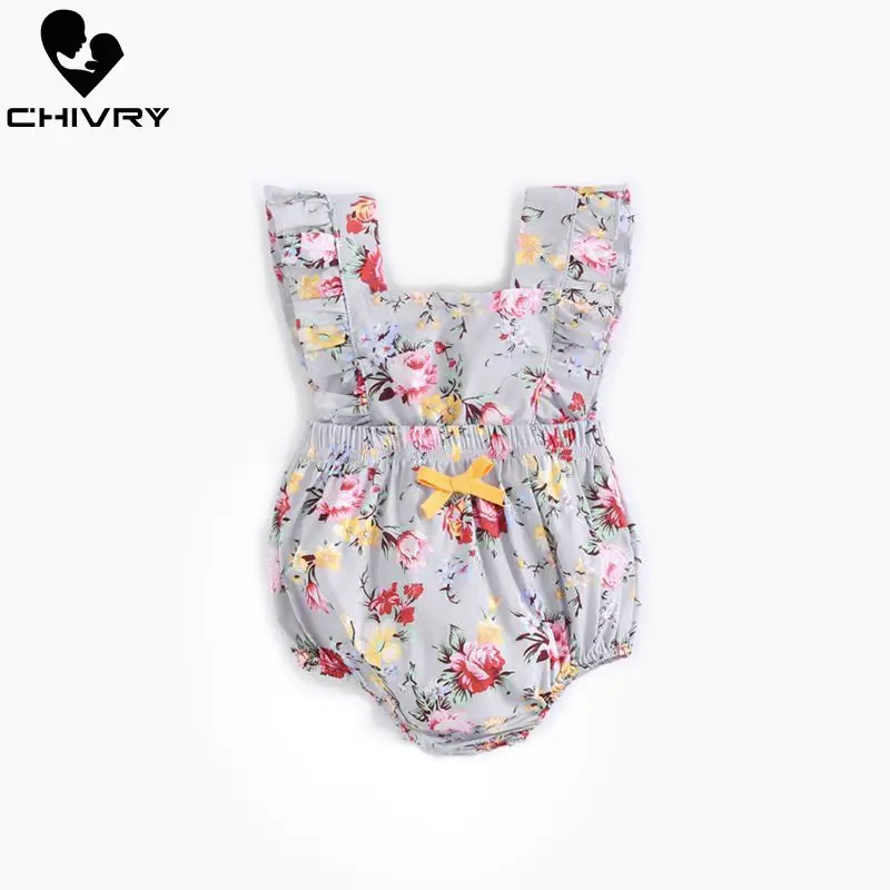 

Chivry Baby Girls Bodysuit Summer Sleeveless Bodysuit Bowknot Floral Print Cute Jumpsuit Newborn Baby Playsuit Infant Clothes