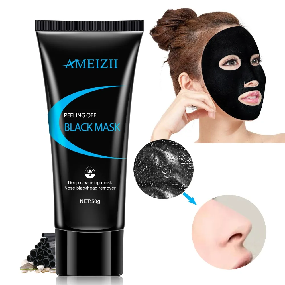 Ameizii Blue Facial Peel Off Black Mask Korean Skin Care Blackhead Face Charcoal Masks Dots Remover Acne Treatment Shrink Pores