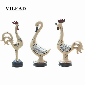 

VILEAD 25cm Resin Hand-Painted Animal Figurines Stoneware Ornaments Nordic Creative Duck Cat Dog Crafts Decoracion Hogar Gifts