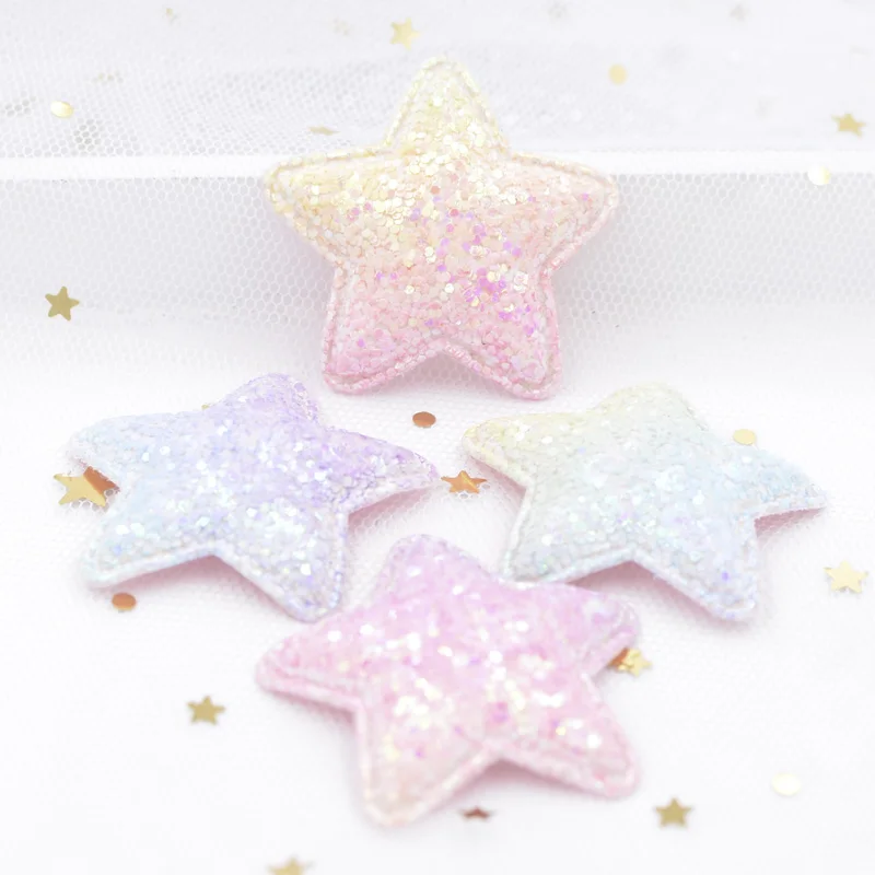 

4CM Bling Iridescence Appliques for Hair BB Clip Decor Star Padded Patches for DIY Crafts Clothes Headwear Hat Accessories S61