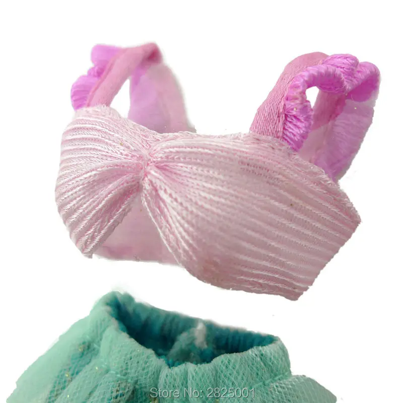 Handmade Outfit Mermaid Costume Pink Bra Tops Fishtail Copy Ariel Princess Clothes For Barbie Doll Dollhouse Accessories Kid Toy