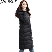 AYUNSUE женские зимние куртки 90% белый пуховик с капюшоном длинное теплое Женское пальто abrigos mujer invierno 1166039