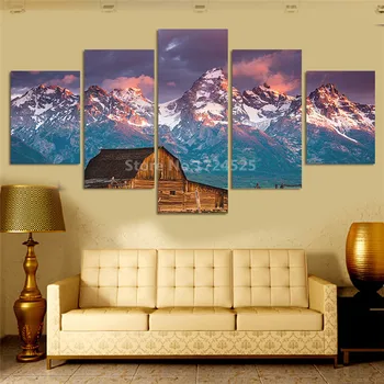 

5 Pcs Large HD With Abstract Mountain Range Canvas Print Painting For Living Room Pictures On The Wall Gift No Frame Home Decor