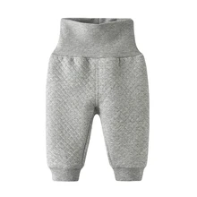 Детские хлопковые штаны повседневные штаны с высокой талией для новорожденных брюки для мальчиков серый и розовый цвета