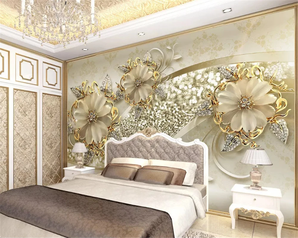 Beibehang الداخلية الكلاسيكية ورق حائط الفاخرة الذهب 3D ستيريو الأوروبية نمط مجوهرات التلفزيون خلفية papel دي parede 3d خلفيات
