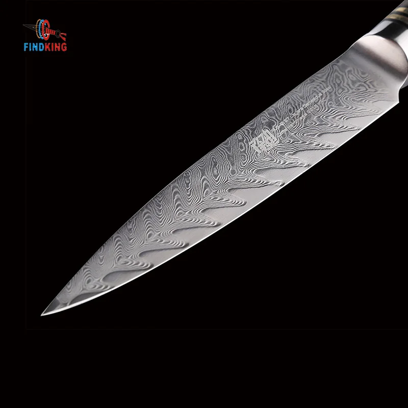 FINDKING AUS 10 Дамасская сталь рисунок стрелы Sapele деревянная ручка дамасский нож 5