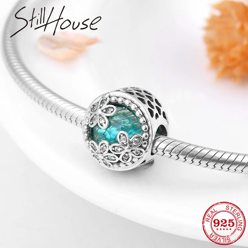 

Real 925 Sterling Silver Dazzling flowers Ice Green Glass beads Fit Original Pandora Charm Bracelets bangles Jewelry making 2018