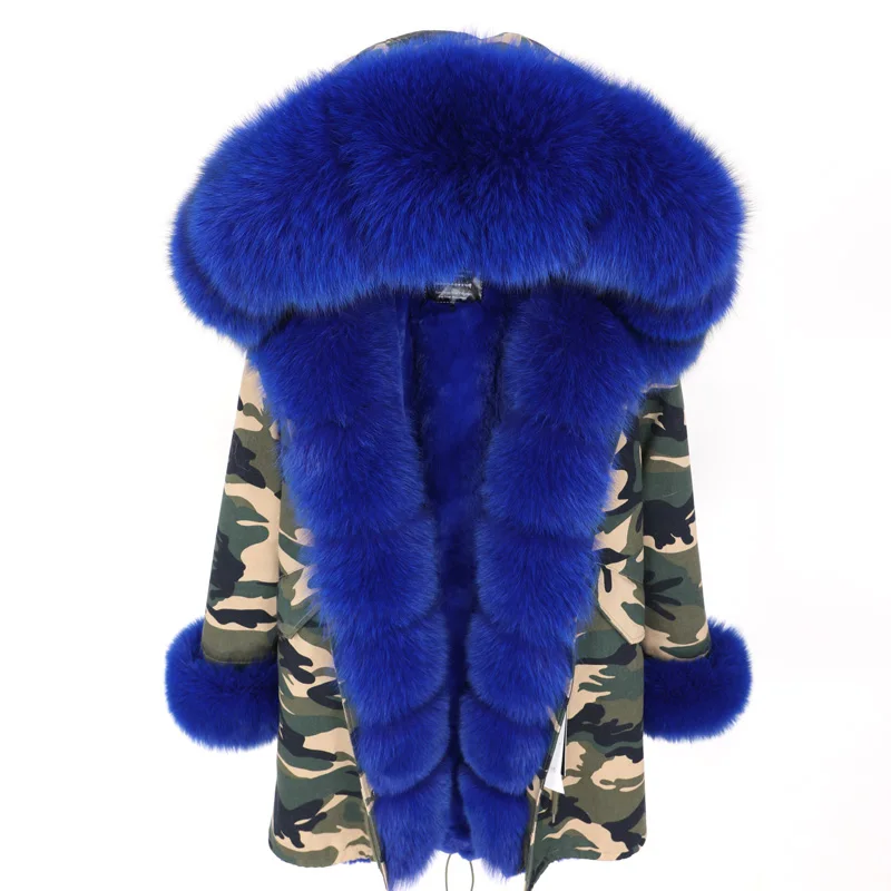 Maomaokong2019 Новая зимняя Женская куртка с воротником из натурального Лисьего меха, длинная теплая Модная куртка, Женская парка, верхняя одежда - Цвет: 26