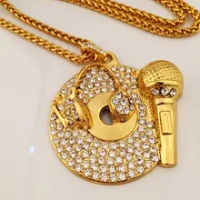 MCSAYS Hip Hop Necklace MIC PHONE DJ Pendant Charm Sweater Link Chain Hip Hop Necklace Mens Fashion Gifts (Size L; Color Silver)