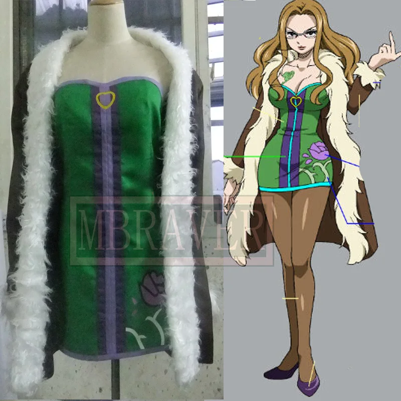 Fairy Tail Evergreen Ebagurin Cosplay Costume Dress Coat Coat Baseball Coat Dresscoat Shoulder Aliexpress