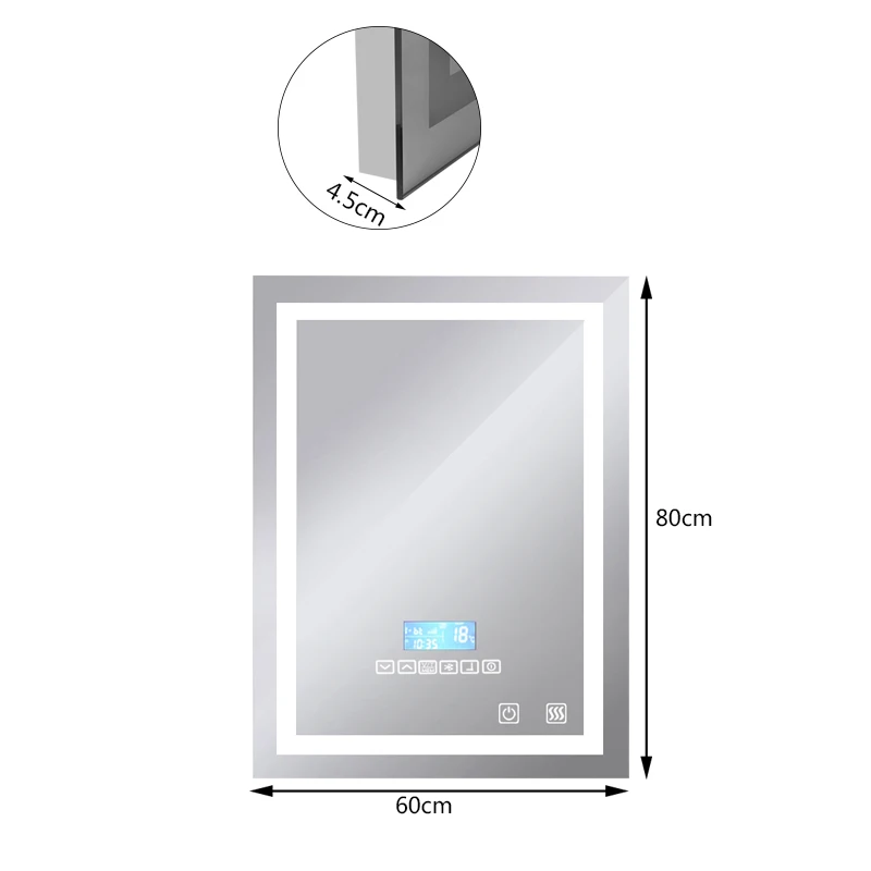 Светодиодный настенный косметический светильник для ванной комнаты с подсветкой, косметическое зеркало с подсветкой и сенсорной кнопкой, косметический светильник, косметическое зеркало HWC - Цвет: SIZE 600x800mm