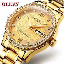 OLEVS Mens Watches Top Brand Luxury Full Steel Golden Quartz Watch Men Business Sport Waterproof Diamond Wristwatch reloj hombre