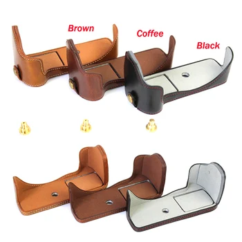 

PU Leather case Camera Bag Half Body cover For Canon EOS Kiss X9 X10 200D 200DII 250D Rebel SL3 SL2 With Battery Bottom Opening
