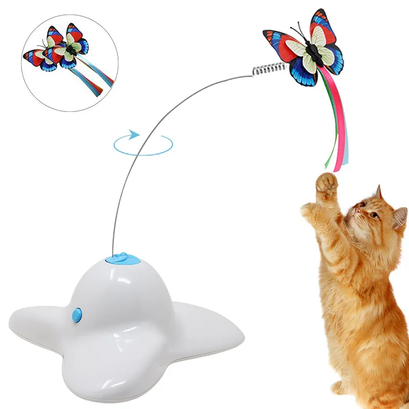 Electric Rotating Butterfly Spinning Teaser Toy Interactive Cat Toy pet