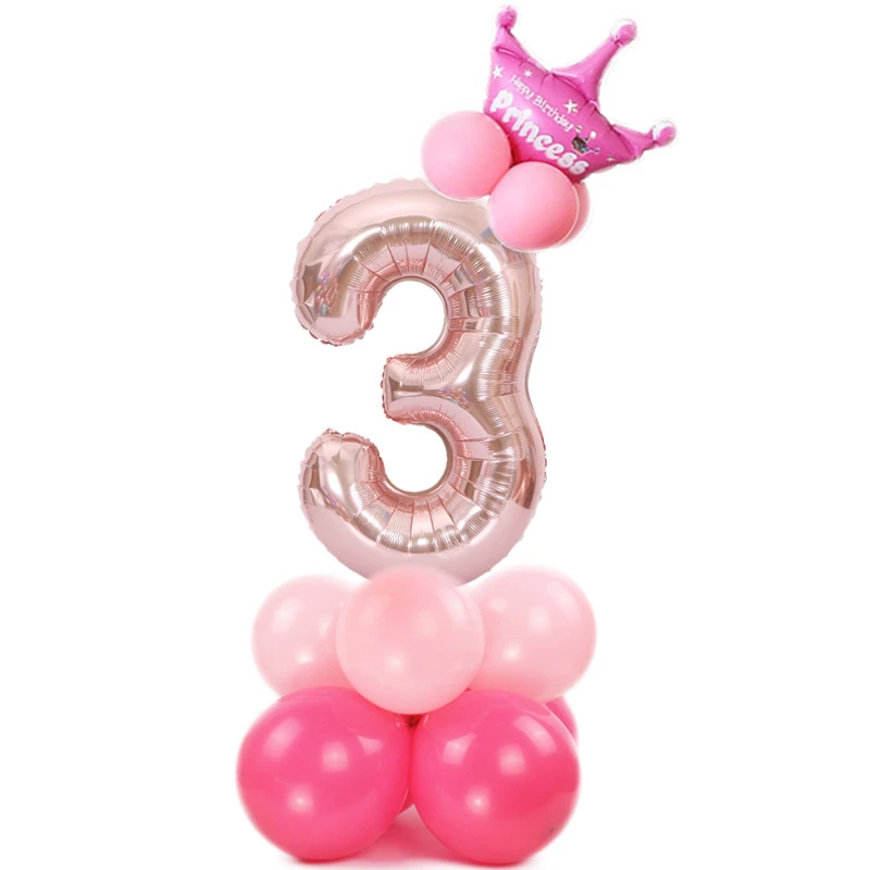 32 дюйма розового золота с бриллиантами Свадебные Воздушные шары воздушные гелиевые номер Фольга фигурками Happy День рождения украшения для детей на день рождения воздушные шары - Цвет: Stand 3