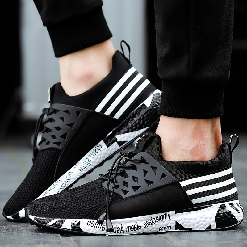 2019 Designer Men Brand Fashion Sneakers Black Blue Grey Size 39-44 Elastic Band Male Fly-knitted Casual Shoes | Обувь