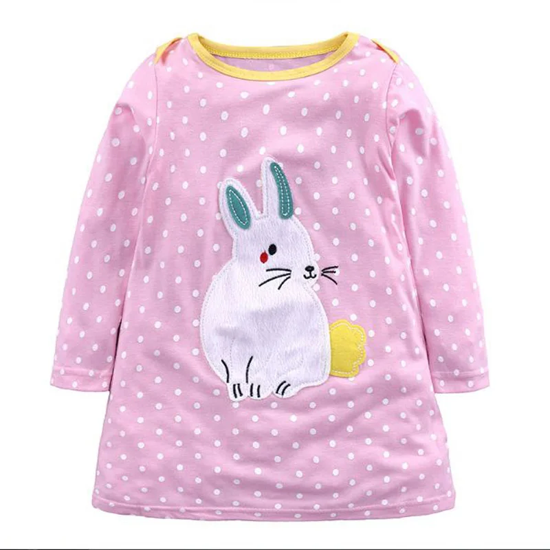 children dresses cotton dot Long sleeve animal Appliques a-line dress Princess 2018 spring autumn Costume for toddler baby girl