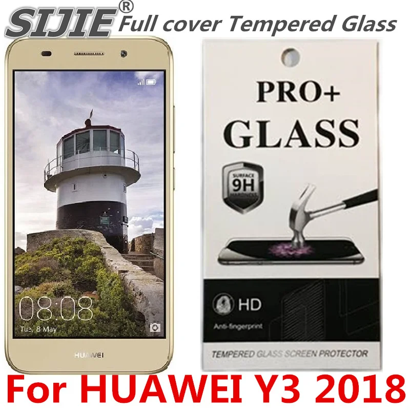 Полное покрытие закаленное стекло для HUAWEI Y3 2018 защитный чехол экрана 9H