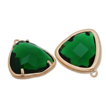 

5 PCS Natural Green Crystal Stone, Gold Plated Connector Gem Stone Charm Pendant For Jewelry Marking-C4173